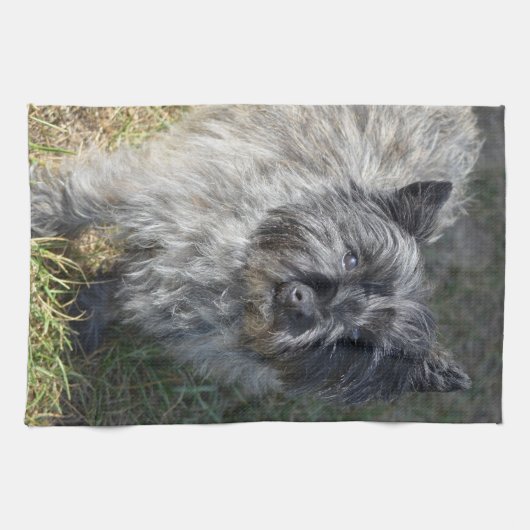 Schwarzer Steinhaufen Terrier Geschirrtuch (Horizontal)