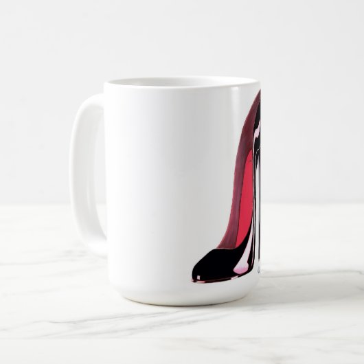 Schwarzer Stilett Schuh Kaffeetasse (Vorderseite Links)