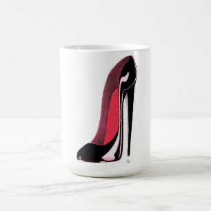Schwarzer Stilett Schuh Kaffeetasse