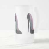 Schwarzer Stilett-Schuh Mattglas Bierglas (VorderseiteRechts)