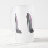 Schwarzer Stilett-Schuh Mattglas Bierglas (Vorderseite Links)