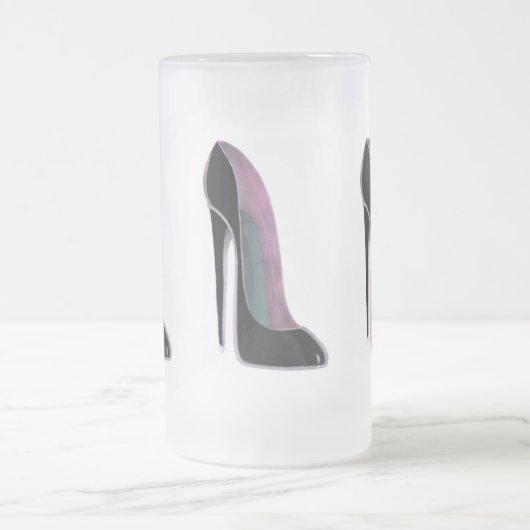 Schwarzer Stilett-Schuh Mattglas Bierglas (Mittel)