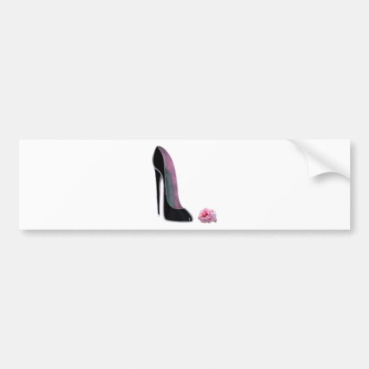 Schwarzer Stilett-Schuh und Rose Autoaufkleber (Vorne)