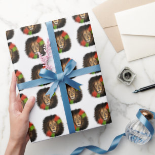 Schwarzer Stolz Löwe Rot Grün Einheit Dschungel Ka Geschenkpapier