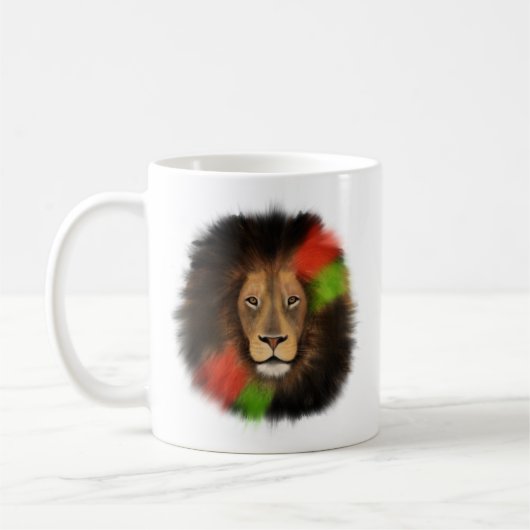 schwarzer Stolz Löwe rot grün Einheit Dschungel Ka Kaffeetasse (Links)