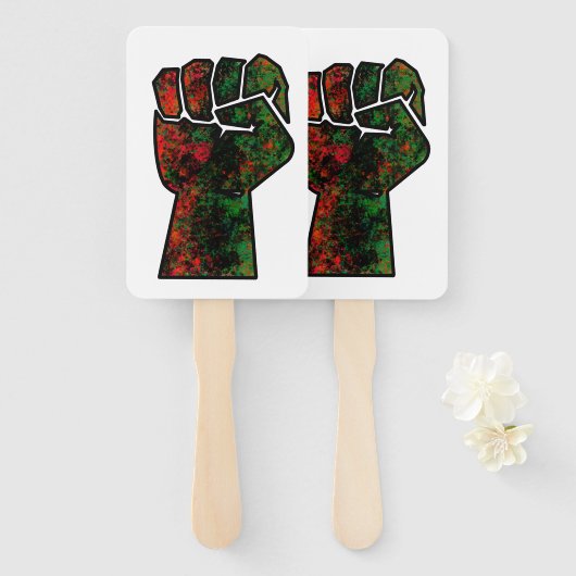 Schwarzer Stolz Rot-Grün-Pfanne afrikanische Flagg Fächer (Vorne und Hinten)