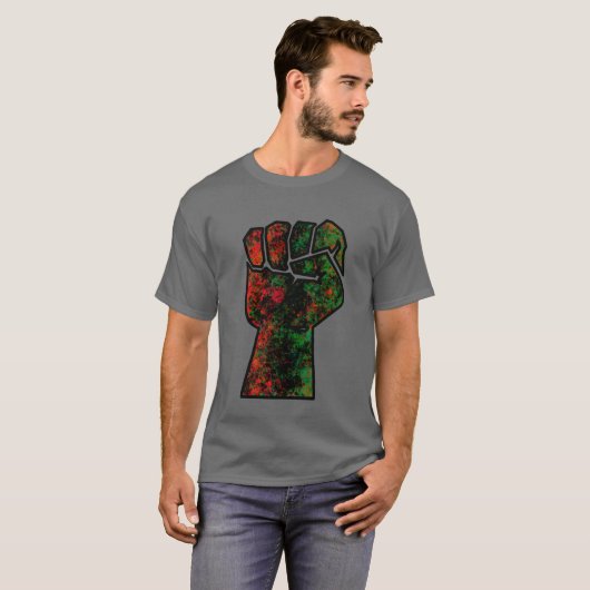 Schwarzer Stolz Rot-Grün-Pfanne afrikanische Flagg T-Shirt (Vorne ganz)