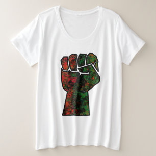 Schwarzer Stolz rote grüne Faust panafrikanische F Große Größe T-Shirt