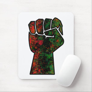 Schwarzer Stolz rote grüne Faust panafrikanische F Mousepad