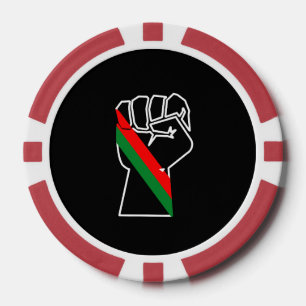 Schwarzer Stolz rote grüne Faust panafrikanische F Pokerchips