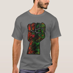 Schwarzer Stolz rote grüne Faust panafrikanische F T-Shirt