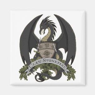 Schwarzer Stonefire Drache-Wappen-Magnet Magnet