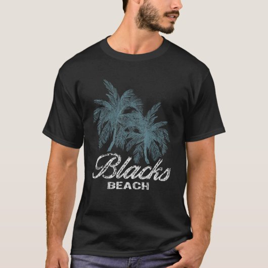 Schwarzer Strand zwei große Palmen T-Shirt (Vorderseite)