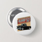 Schwarzer Street Rod Truck aus den Fünfzigern Button (Vorne & Hinten)