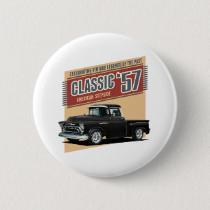 Schwarzer Street Rod Truck aus den Fünfzigern Button