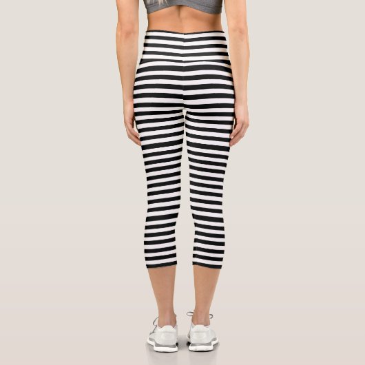 Schwarzer Streifen Capri Leggings (Rückseite)