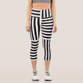 Schwarzer Streifen Capri Leggings (Vorderseite)