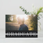 Schwarzer Streifen | Foto Graduation Party Einladung (Stehend Vorderseite)