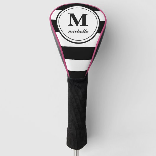 Schwarzer Streifen | Golf | personalisiert NAME mo Headcover (Vorderseite)