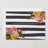 Schwarzer Streifen Heirloom Rosa Hochzeit Einladung (Rückseite)