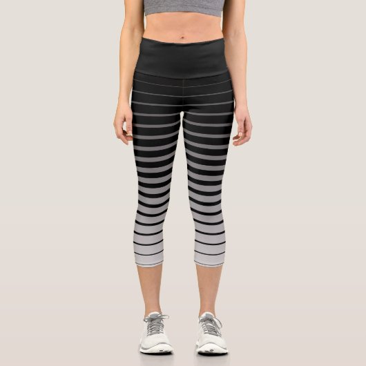 Schwarzer Streifen Hoher Waisted Capris (Vorderseite)