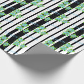 Schwarzer Streifen mit blauer Blume Geschenkpapier (Ecke)