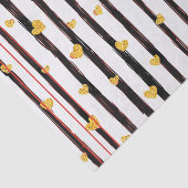 Schwarzer Streifen mit goldenen Herzen gestrichen Seidenpapier (Ausschnitt)