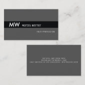 Schwarzer Streifen, mit Monogramm auf dunkelgrau Visitenkarte (Vorne/Hinten)