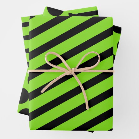 Schwarzer Streifen Polka-Dot Halloween Geschenkpapier Set (Beispiel)