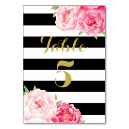 Schwarzer Streifen Rosa Bläserenkarte Hochzeitskar Tischnummer