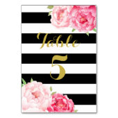 Schwarzer Streifen Rosa Bläserenkarte Hochzeitskar Tischnummer (Rückseite)