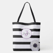 Schwarzer Streifen und Anemone Mit Monogramm Perso Tasche (Rückseite)