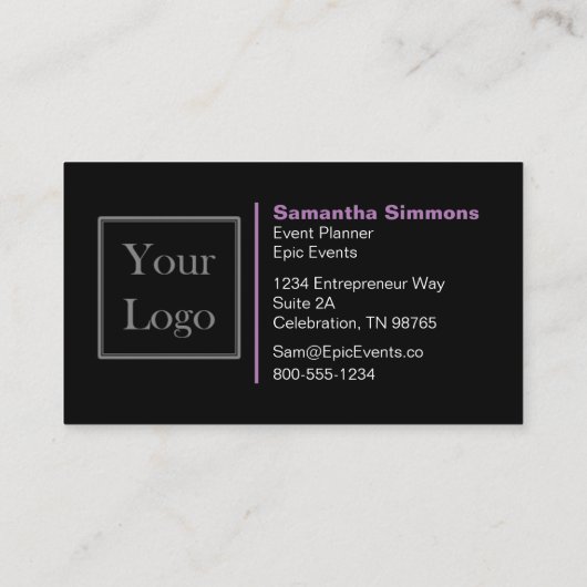 Schwarzer Streifen und Anenome Mit Monogramm Visitenkarte (Rückseite)