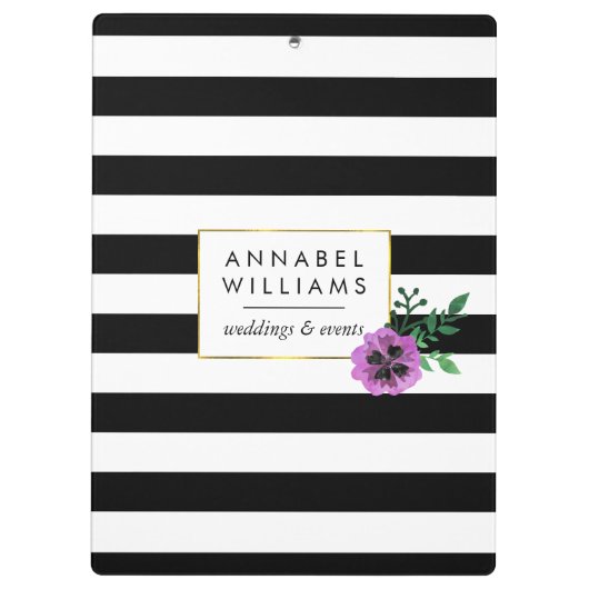Schwarzer Streifen und Lila Personalisierte Zwisch Klemmbrett (Rückseite)