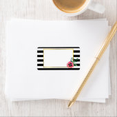 Schwarzer Streifen und rosa Blüte mit Imitaten Gol Adressaufkleber (Insitu)