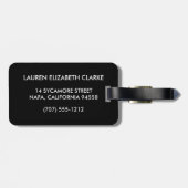 Schwarzer Streifen und rosa, florale Monogramm-Gep Gepäckanhänger (Rückseite horizontal)