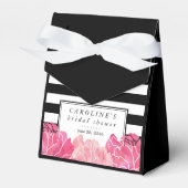 Schwarzer Streifen und rosa Peony-Brautparty Geschenkschachtel (Vorderseite)