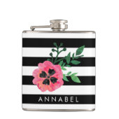 Schwarzer Streifen und rosa Personalisierte Flasch Flachmann (Vorderseite)
