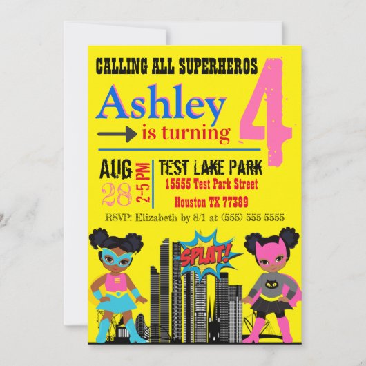 Schwarzer Superheld Einladung (Vorderseite)