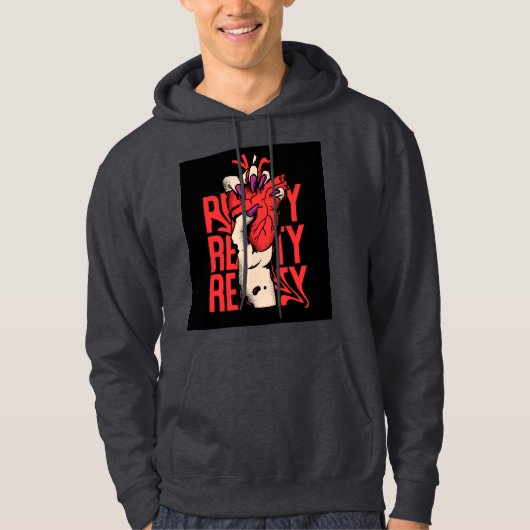 Schwarzer Sweatshrirt mit Herz- und Handdesign Hoodie (Vorderseite)