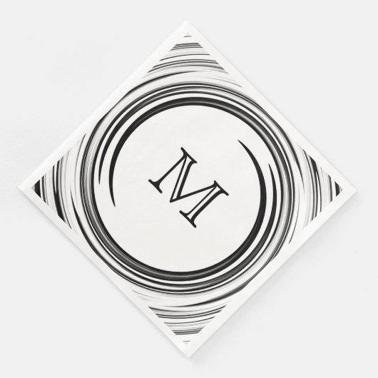 Schwarzer Swirl Abstrakt Art Serviette (Ecke)