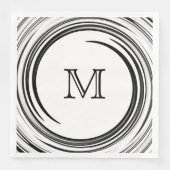 Schwarzer Swirl Abstrakt Art Serviette (Vorderseite)