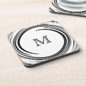 Schwarzer Swirl Abstrakt Art Untersetzer (Linke Seite)