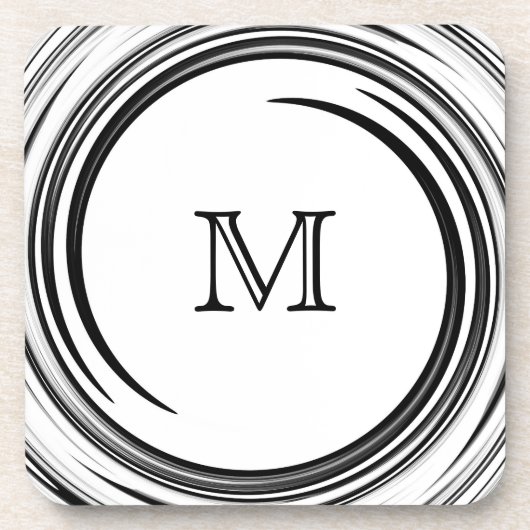 Schwarzer Swirl Abstrakt Art Untersetzer (Vorderseite)