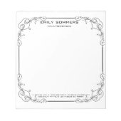 Schwarzer Swirl, Blumenrinde Notizblock (Vorderseite)