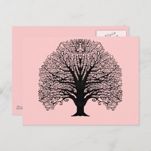 Schwarzer Swirl Postkarte (Vorne/Hinten)