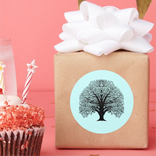 Schwarzer Swirl Runder Aufkleber (Party)