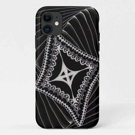 Schwarzer Swirling Kite Doodle Case-Mate iPhone Hülle (Rückseite)