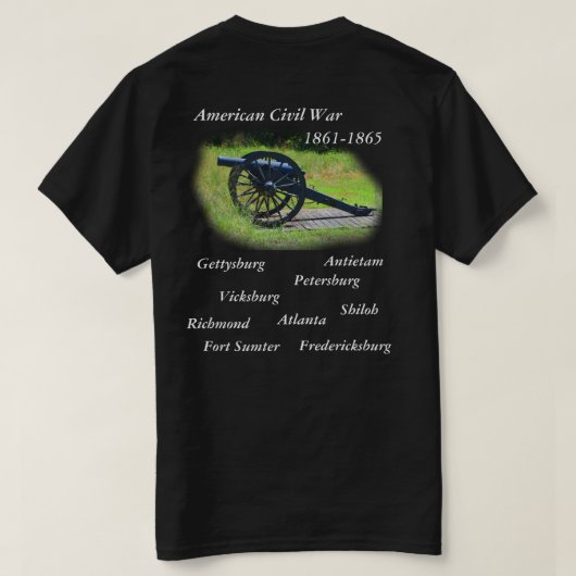 Schwarzer T - Shirt aus dem Zivilen Krieg in Ameri (Design Rückseite)
