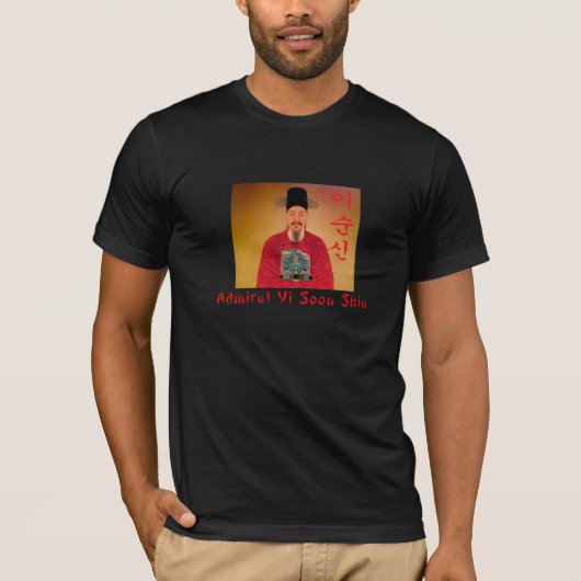 Schwarzer T - Shirt Hangeuls Schienbein Admiral Yi (Vorderseite)